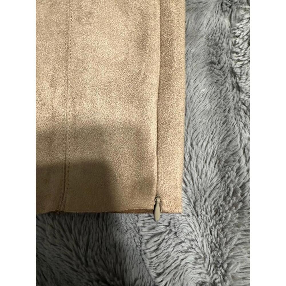 ZARA Basic Faux Suede Skinny Pants - Camel Tan, Size XL - Picture 4 of 5